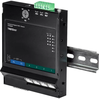 TRENDNET - TI-PG62F - 6-Port Industrial Gigabit PoE+ Wall-Mounted Front Access Switch
