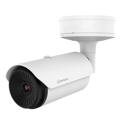 Hanwha - TNO-L4030TR - Wisenet T network outdoor vandal Radiometric bullet camera (uncooled), 640x480 @ 8fps, 13mm fixed focal lens (48.6°), triple codec H.265/H.264/MJPEG with Wisestream II, built-in SD card slot (1x256GB), advanced video analytics 