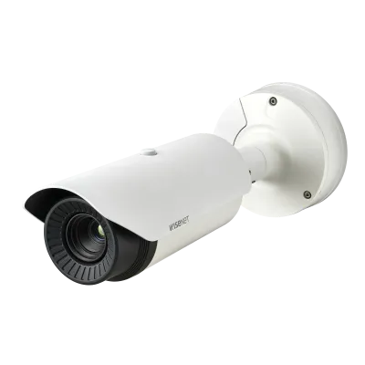 Hanwha - TNO-L4040TR - Wisenet T network outdoor vandal Radiometric bullet camera (uncooled), 640x480 @ 8fps, 19mm fixed focal lens (32°), triple codec H.265/H.264/MJPEG with Wisestream II, built-in SD card slot (1x256GB), advanced video analytics an