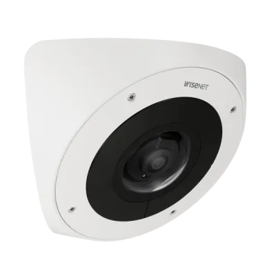 Hanwha - TNV-7011RC - Wisenet T powered by Wisenet 5 network outdoor IR corner mount camera, 3MP, 2048*1536 @ 30fps, 2.8mm fixed lens (102°*75°), 940nm IR 32', built-in mic, triple codec H.265/H.264/MJPEG with WiseStream II technology, 120dB WDR, adv