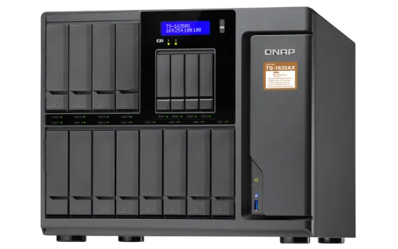 QNAP - TS-1635AX-8G-US - QNAP TS-1635AX (8GB RAM version) 12+4 bay high-capacity 10G NAS with auto data tiering. Marvell ARMADA 8040 quad-core 1.6GHz, 8GB DDR4 RAM (max 16GB)
