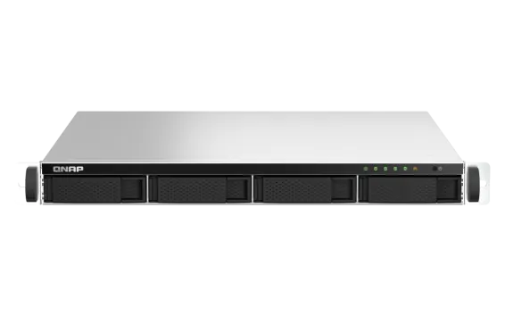QNAP - TS-464U-8G-US - QNAP 1U 4-bay NAS/iSCSI IP-SAN, Intel Celeron N5105/N5095 4C/4T (up to 2.7GHz), 8GB DDR4 RAM (on-board), 2.5GbE LAN, 4K HDMI v1.4b, PCIe Expansion Slot, Single PSU