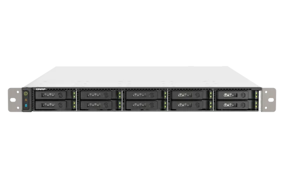 QNAP - TS-h1090FU-7232P-64G-US - QNAP 10-Bay 1U all flash NAS, U.2/U.3 NVMe Gen 4 x 4 and SATA 6Gbps bays, AMD EPYC 7232P 8C/16T Processor, 64GB RDIMM DDR4 ECC RAM, 25GbE, 2.5 GbE, PCIe Gen4 slots, Redundant PSU, Without Rail Kil (RAIL-B02)