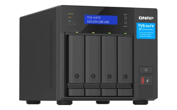 QNAP - TVS-h474-PT-8G-US - QNAP Ultra-High Speed 4 Bay NAS. Intel Pentium Gold G7400 2C Processor , 8GB RAM DDR4 RAM