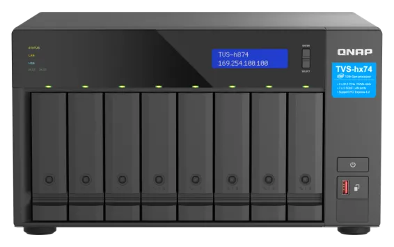 QNAP - TVS-h874-i7-32G-US - QNAP Ultra-High Speed 8 Bay NAS Intel Core i7 12C (8 Performance cores + 4 Efficient cores) /20T Processor