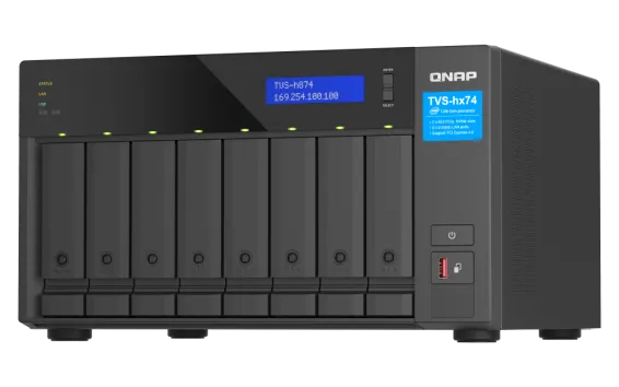 QNAP - TVS-h874X-i9-64G-US - QNAP Ultra-High Speed 8 Bay NAS. Intel Core i9 16C (8 Performance cores + 8 Efficient cores) /24T processor