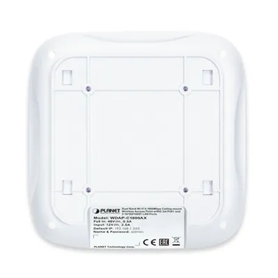 Planet - WDAP-C1800AX - Dual Band 802.11ax 1800Mbps Ceiling-mount Wireless Access Point with 802.3at PoE+ and 2 10/100/1000T LAN Ports