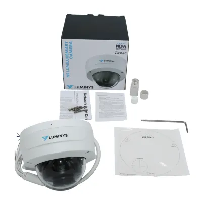 Luminys - N5D-8LAV - 8MP Network LumiLuxSmart Dome Camera with 2.7-12 mm Vari-Focal Lens, White-light LEDs and Dual-mode IR