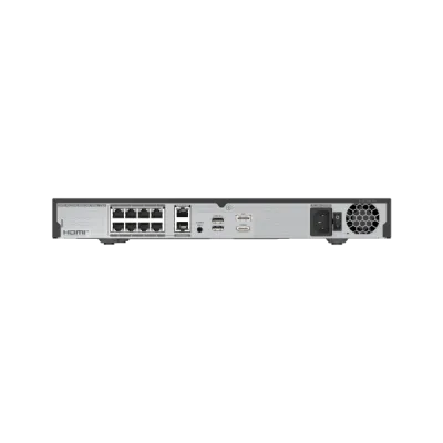 Hanwha - WRN-816S-16TB - 1U WAVE PoE NVR (Intel based) with 4 Professional licenses, 16TB RAW, supports: 16 channels with 8 PoE/PoE+ ports (PoE Budget 100W), Wisenet WAVE pre-installed, H.264/H.265/MJPEG, 2 fixed internal SATA HDDs (10TB max per HDD)