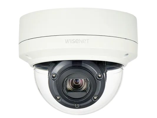 Hanwha - XNV-6120R/LPR - Wisenet X powered by Wisenet 5 network IR outdoor Low Speed LPR dome camera for Parking Lots; Drive-thrus; and Entry Gates up to 35MPH, 2MP, Full HD(1080p) @60fps, 12X optical zoom lens (5.2mm ~62.4mm) (54.58º ~ 5.30º), tripl