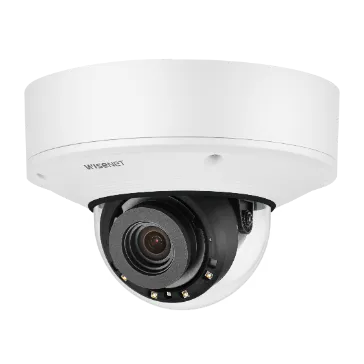 Hanwha - XNV-8081R - Wisenet X series Plus powered by Wisenet 5 IR network outdoor vandal dome camera, modular structure, 5MP @ 30fps, motorized vari-focal lens 2.6x (3.6~9.4mm) (102.5°~38.7°), triple codec H.265/H.264/MJPEG with WiseStream II techno