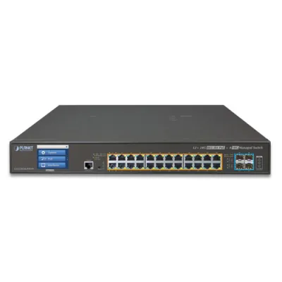 Planet - GS-5220-24P4XVR - L2+ 24-Port 10/100/1000T 802.3at PoE + 4-Port 10G SFP+ Managed Switch with LCD touch screen