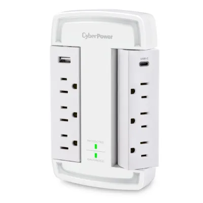 CyberPower - CSP6WSUC - Wall-Tap Surge Protector with USB 