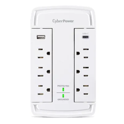 CyberPower - CSP6WSUC - Wall-Tap Surge Protector with USB 