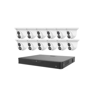 UNV - EK-BQ2P16UDLT412 - 16 Channel Surveillance Kit with 12 Dual Light Cameras, PoE NVR, NO HDD, NDAA