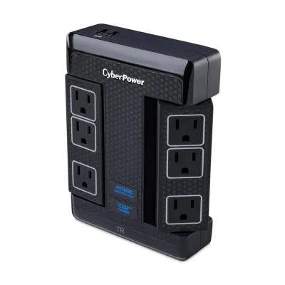 CyberPower - HT600WSU2A - 6-Outlet Home & Office Surge Protector with USB Charging