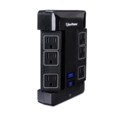 CyberPower - HT600WSU2A - 6-Outlet Home & Office Surge Protector with USB Charging