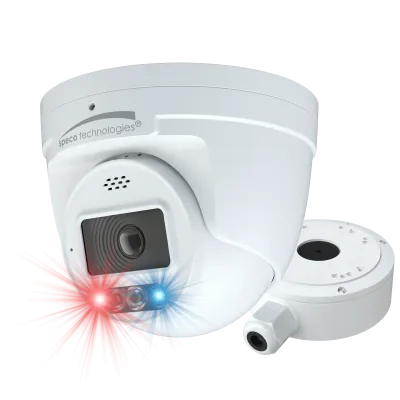 Speco - O4TDD2 - 4MP IP Turret Camera with AI, Audio, and Visual Deterrent, NDAA
