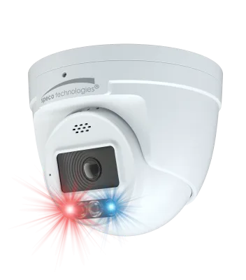 Speco - O4TDD2 - 4MP IP Turret Camera with AI, Audio, and Visual Deterrent, NDAA