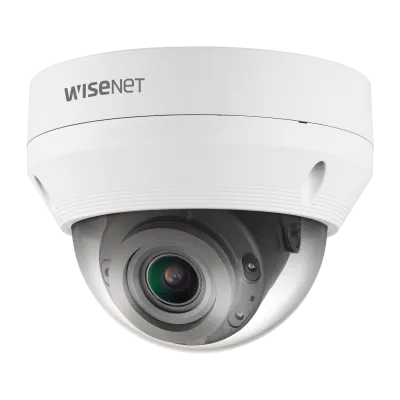 Hanwha - QNV-6082R - Wisenet Q network outdoor vandal dome camera, 2MP @ 30fps, motorized vari-focal lens 3.1x (3.2 ~ 10.0mm) (109°~33°), triple codec H.265/H.264/MJPEG with Wisestream II, 120dB WDR, IR LEDs range 98', defocus detection, hallway View