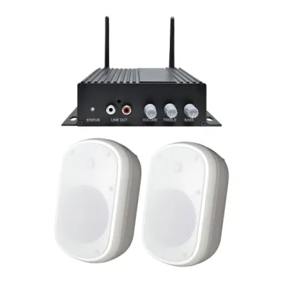Speco - AACEK1W - a-live Kit with a-live Amplifier and 5' 8 Ohms Indoor/Outdoor Speakers, White