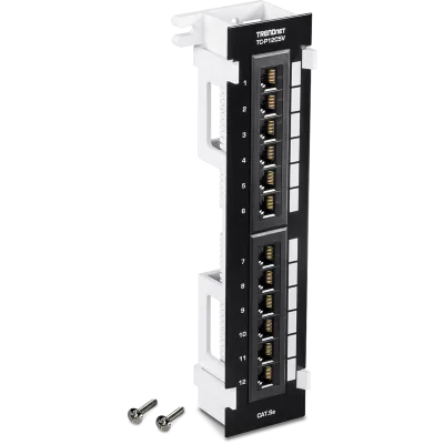 TRENDNET - TC-P12C5V - 12-Port Cat5e Unshielded Wall Mount Patch Panel with Included 89D Bracket