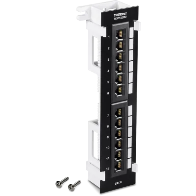 TRENDNET - TC-P12C6V - 12-Port Cat6 Unshielded Wall Mount Patch Panel with Included 89D Bracket