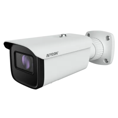 AVYCON - AVC-BNN41AVT - 4MP IP H.265 IR Bullet, 30fps@2560x1440, True D&N (ICR), True WDR, 2.8-12mm Motorized AutoFocus Lens, 48 Smart IR LED's, 1 Audio In/Out, 1 Alarm In/Out, MicroSD slot, DC12V, PoE Built-in