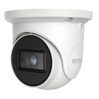 AVYCON - AVC-ELN81FT/2.8 - (NDAA) 4K (8.4MP) IP H.265 IR FD Turret, 20fps@3840x2160, True D&N (ICR), 2.8mm Fixed Lens, 2 Starlit IR LED's, 1 Audio, Built-in MIC, DC12V, PoE Built-in, Basic AI, White