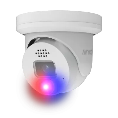 AVYCON - AVC-NAE41F28 - 4MP H.265+ InfiniteColor, Turret Diversity Active Deterrence IP Camera, AI Lite, DWDR, 4MP@25FPS, Full Color (white light), Built-in Mic, Speaker (2-way), Siren, 2.8mm Fixed Lens, MicroSD, Onvif, DC12V / PoE, IP67, White