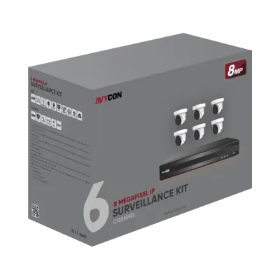 AVYCON - AVK-NS81E6-4T - 8MP Diversity IP Kit with 6 of 8MP Infinite-Star IP Turret Cameras with Full AI (Facial Detection) and 8CH PoE 4K 4K NVR with 4TB HDD pre-installed, contains AVC-NSE81F28 (6 QTY) and AVR-NSV08P8-4T (1 QTY)