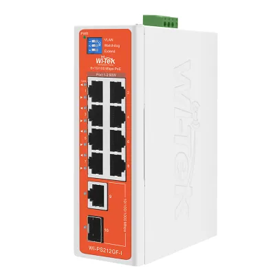 Wi-Tek - WI-PS212GF-I V2 - Industrial PoE switch, 8x PoE