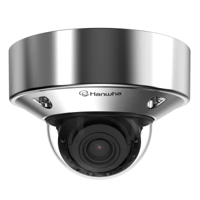 Hanwha - XNV-A9084RS - 8MP Stainless Steel AI IR Vandal Dome Camera with 4.4~9.3mm Lens  