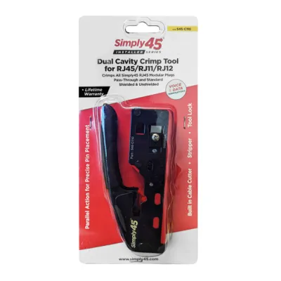 Simply 45 - S45-C110 - Installer Series Dual Cavity Crimp Tool for STP/UTP Standard & Pass-Through RJ45 and RJ11 Connectors - 1EA/BLISTER