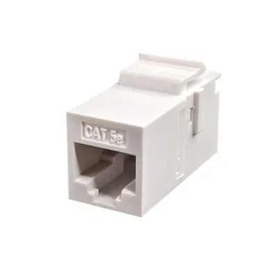 Simply 45 - S45-3250W-25 - Cat5E UTP White Keystone Feed-Thru Coupler - w/6-Color Snap-On ID Bars Included. 1ea/Bag, 25/Pack