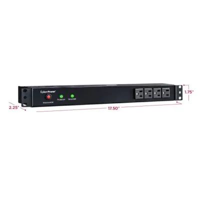 Cyber Power - RKBS15S4F8R - 3600 J, 120 V, NEMA 5-15P plug, 12 NEMA 5-15R (4 front, 8 rear), 15 ft cord, Limited Lifetime Warranty