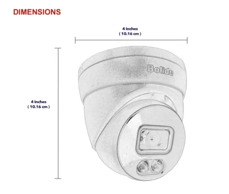 BOLIDE - BN8019FCB - H.265 5MP 2.8mm Fixed Lens IP67 Full Color Camera, Color At Night Warmlight Up to 82 Feet, Built-in Microphone POE, 12VDC, iPac AI Enabled with Facial Recognition System, NDAA Compliant, Black Housing
