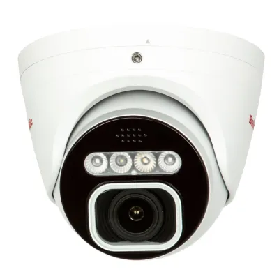 BOLIDE - BN8029AD - H.265 8MP 2.8-12mm Motorized Varifocal Lens IP67 Full Color Active Deterrent Turret Camera, Color At Night Warmlight Up to 65 Feet, Two-Way Audio ( Built-in Speaker and Mic ), MicroSD Slot Up to 256GB, Active Deterrent Red and Blu