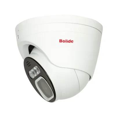 BOLIDE - BN8029AD - H.265 8MP 2.8-12mm Motorized Varifocal Lens IP67 Full Color Active Deterrent Turret Camera, Color At Night Warmlight Up to 65 Feet, Two-Way Audio ( Built-in Speaker and Mic ), MicroSD Slot Up to 256GB, Active Deterrent Red and Blu