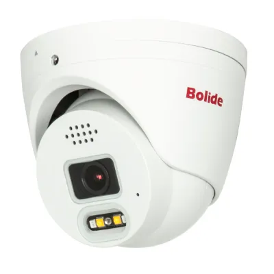 BOLIDE - BN9019AD/NDAA - H.265 8MP 2.8mm Fixed Lens IP67 Full Color Active Deterrent Turret Camera, Color At Night Warmlight Up to 65 Feet, Two-Way Audio ( Built-in Speaker and Mic ), MicroSD Slot Up to 256GB, Active Deterrent Red and Blue Lights, PO