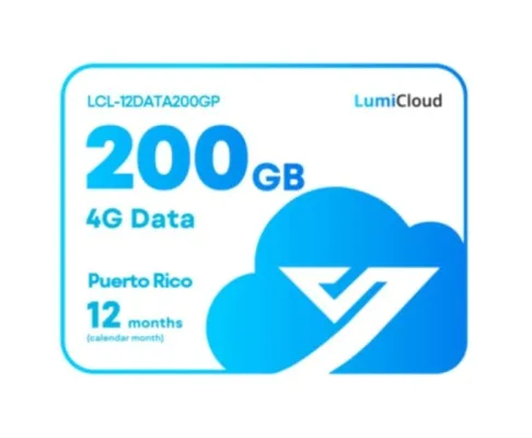 Luminys - LCL-12DATA200GP - LumiCloud 4G Data 200GB Puerto Rico: 12 month Data Plan