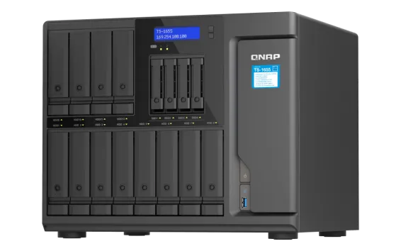 QNAP - TS-1655-8G-US - QNAP TS-1655 16-Bay High-Performance Desktop NAS, Intel Atom C5125 8C/8T 2.8GHz processor, 8 GB UDIMM DDR4 non-ECC RAM
